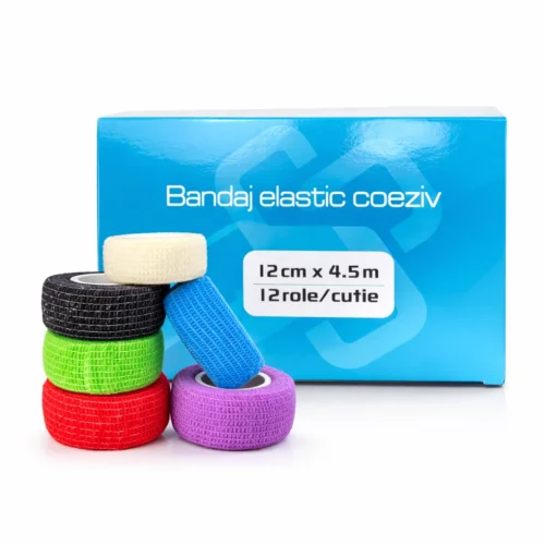 Bandaj Elastic Coeziv 12cm x 4.5m multicolor 12 bucati